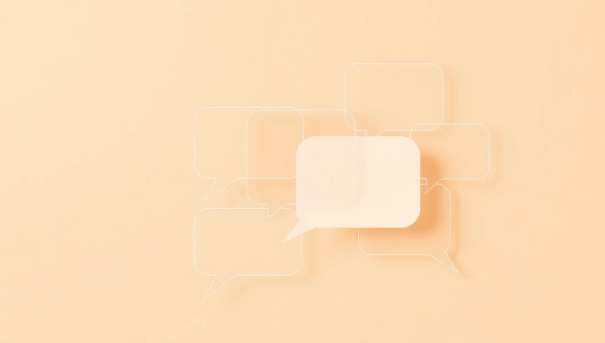 Abstract comment bubbles on a beige background — a visualization of silent engagement, a cover image for an article by Kseniia Petrina